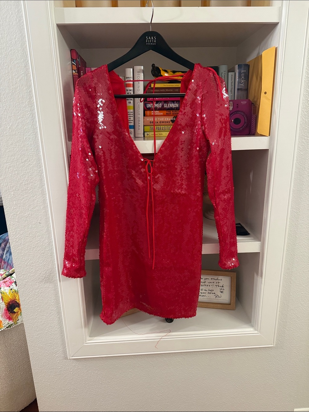 Bardot Red Sequin Midi Dress
